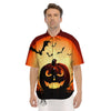 Smiley Faces Halloween Pumpkin Print Men's Short Sleeve Shirts-grizzshop