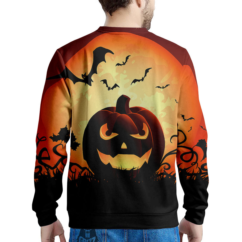 Smiley Faces Halloween Pumpkin Print Men's Sweatshirt-grizzshop