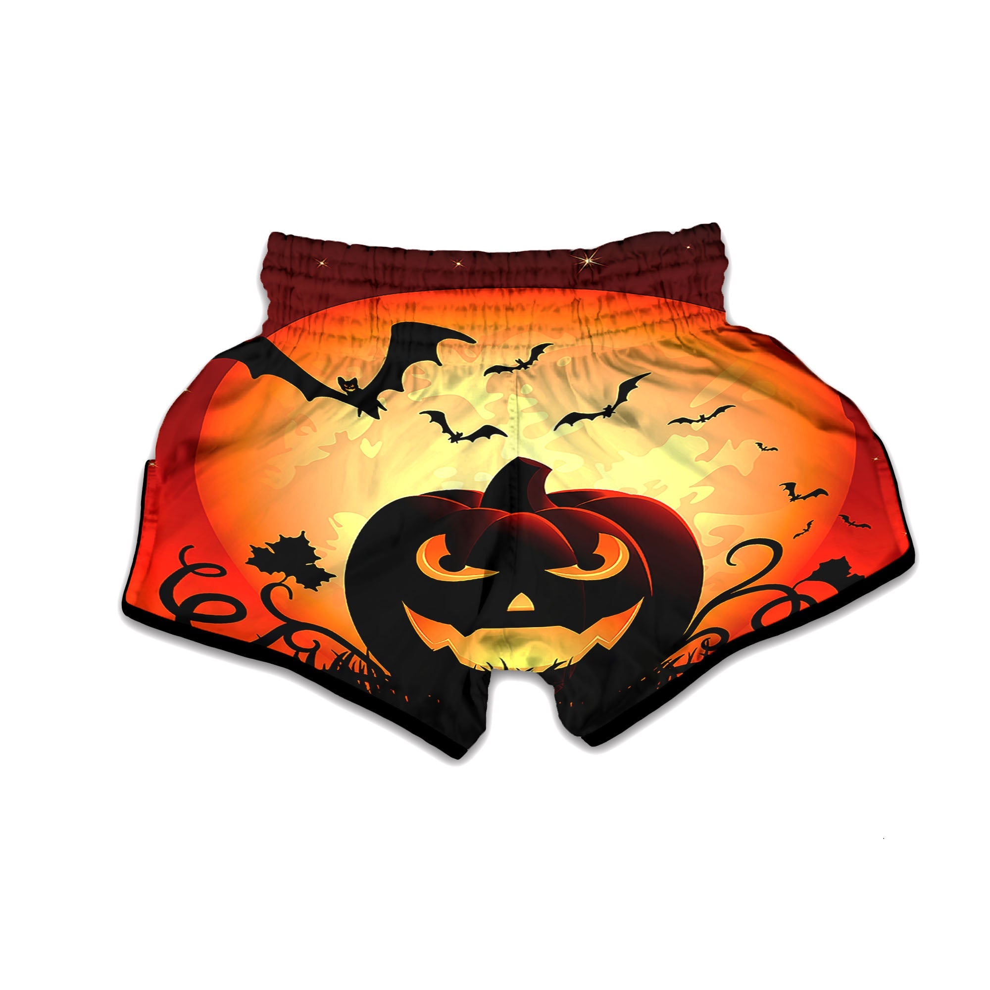 Smiley Faces Halloween Pumpkin Print Muay Thai Boxing Shorts-grizzshop