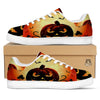 Smiley Faces Halloween Pumpkin Print White Low Top Sneakers-grizzshop