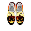 Smiley Faces Halloween Pumpkin Print White Slip On Shoes-grizzshop