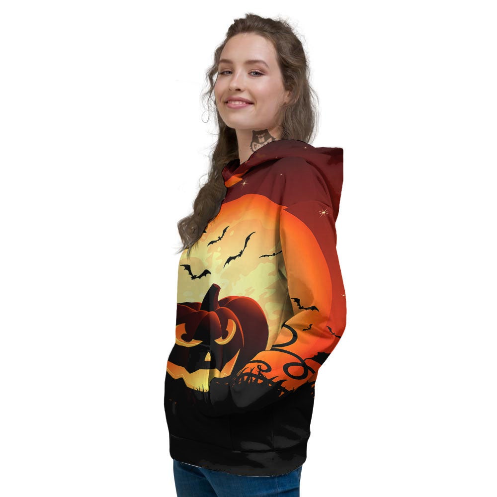 Smiley Faces Halloween Pumpkin Print Women's Hoodie-grizzshop