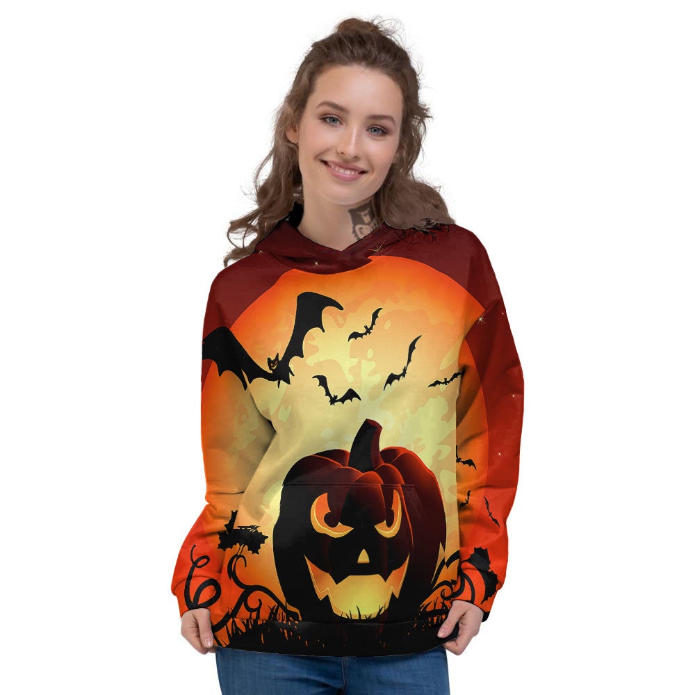 Smiley Faces Halloween Pumpkin Print Women's Hoodie-grizzshop