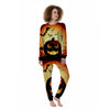 Smiley Faces Halloween Pumpkin Print Women's Pajamas-grizzshop