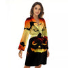 Smiley Faces Halloween Pumpkin Print Women's Robe-grizzshop