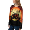 Smiley Faces Halloween Pumpkin Print Women's Sweatshirt-grizzshop