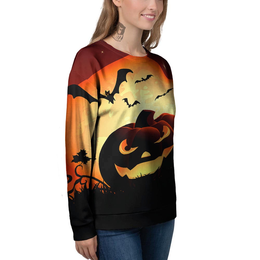 Smiley Faces Halloween Pumpkin Print Women's Sweatshirt-grizzshop