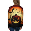 Smiley Faces Halloween Pumpkin Print Women's Sweatshirt-grizzshop