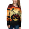 Smiley Faces Halloween Pumpkin Print Women's Sweatshirt-grizzshop