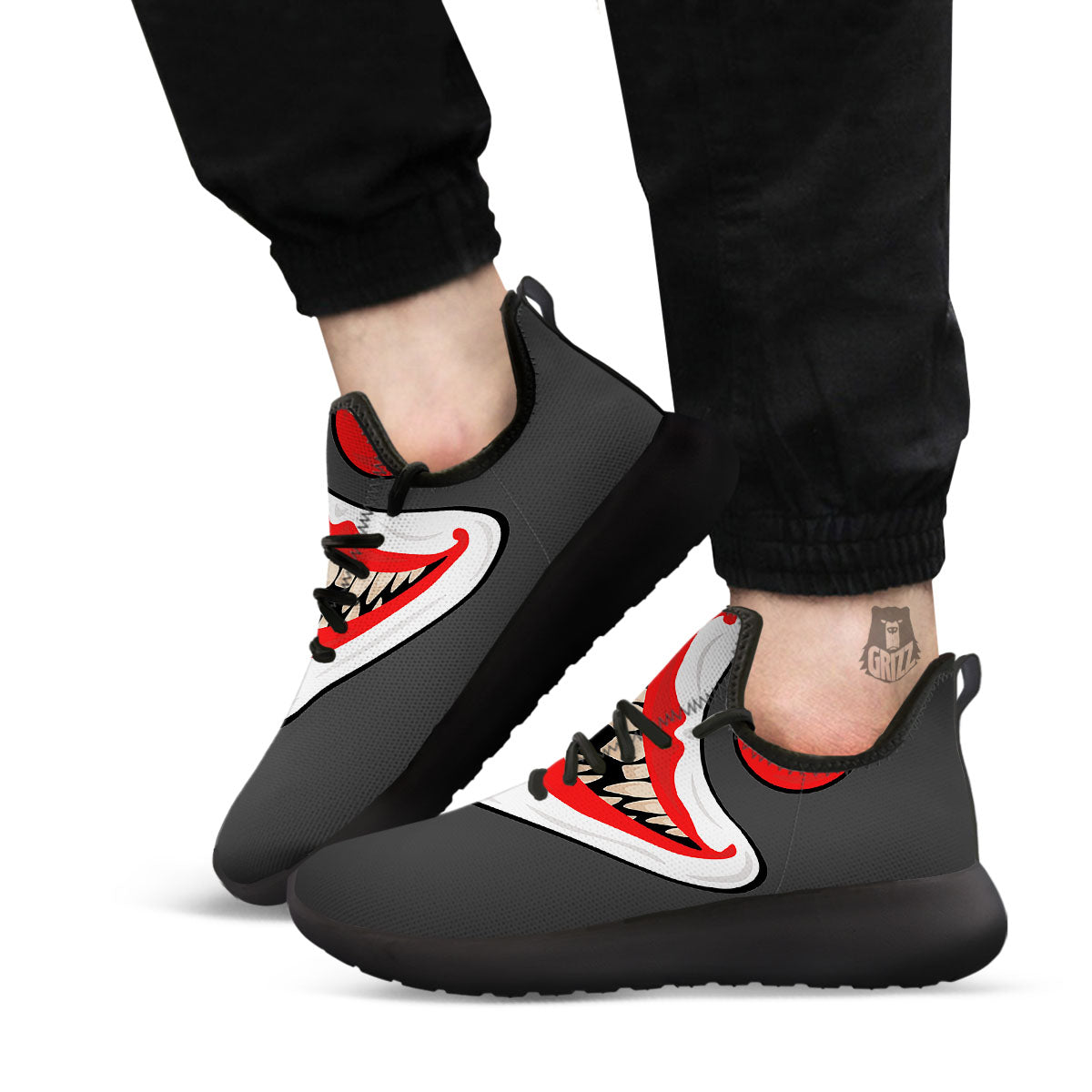 Smiling Clown Halloween Print Black Athletic Shoes-grizzshop