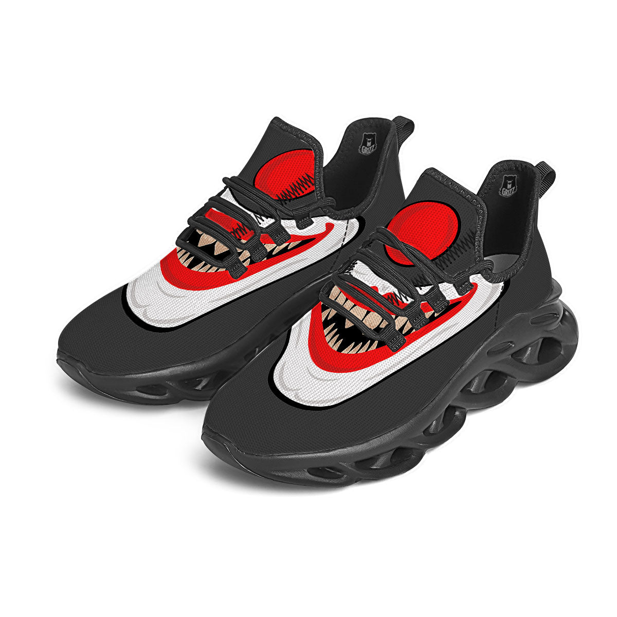 Smiling Clown Halloween Print Black Running Shoes-grizzshop