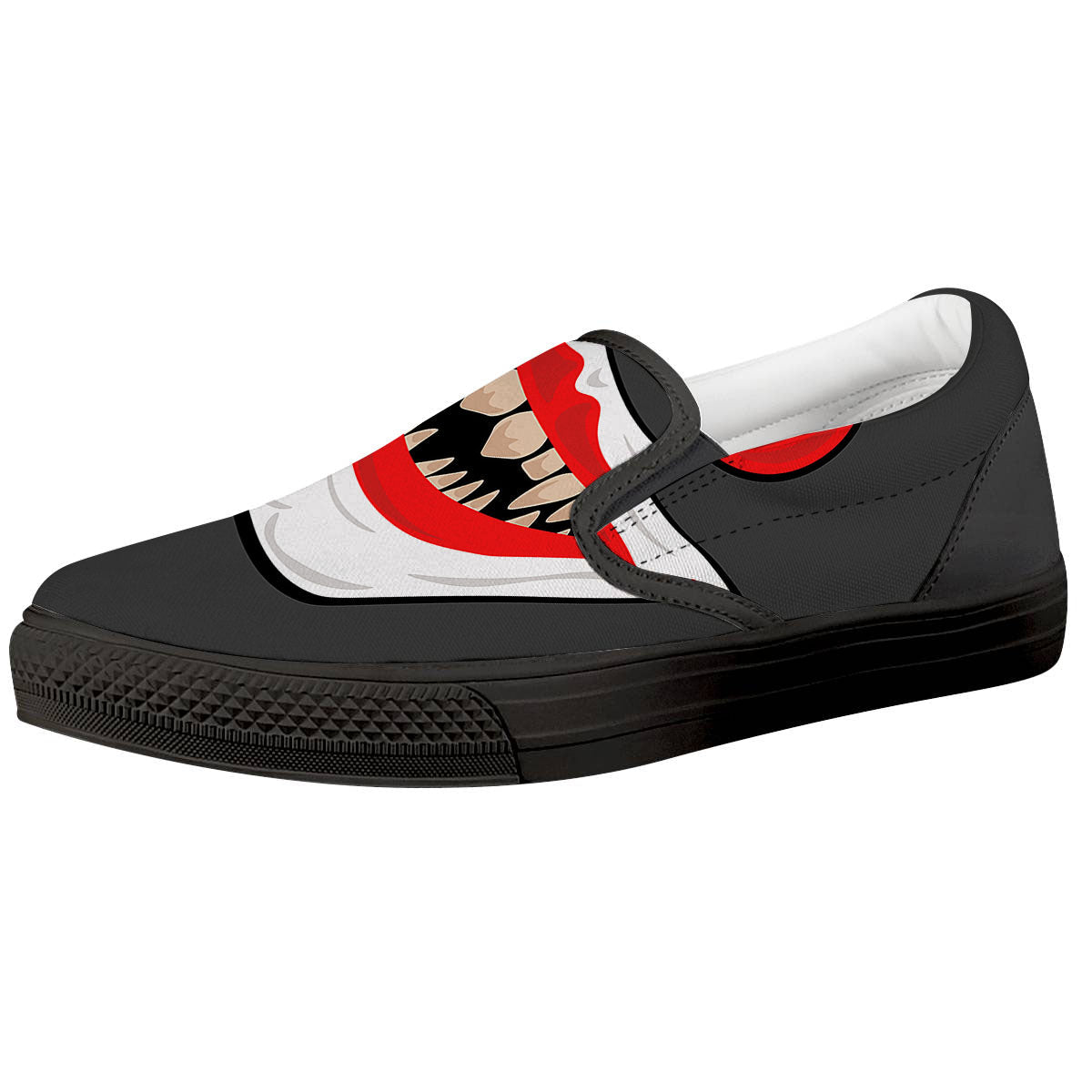 Smiling Clown Halloween Print Black Slip On Shoes-grizzshop