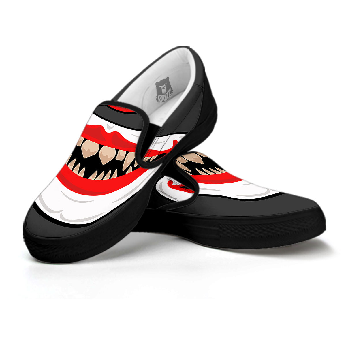 Smiling Clown Halloween Print Black Slip On Shoes-grizzshop