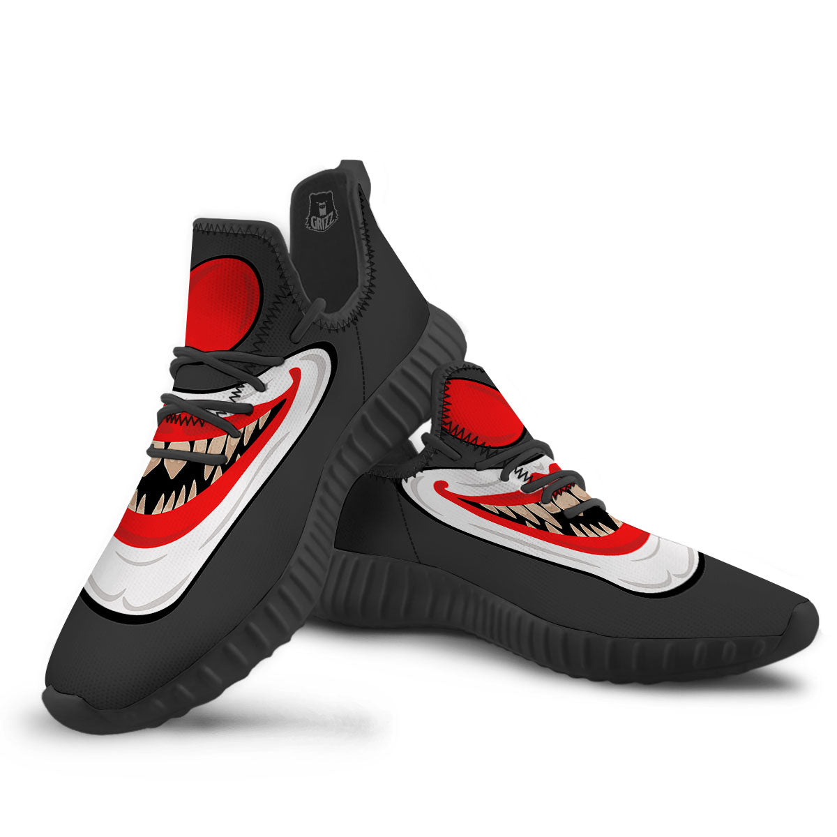 Smiling Clown Halloween Print Black Walking Shoes-grizzshop