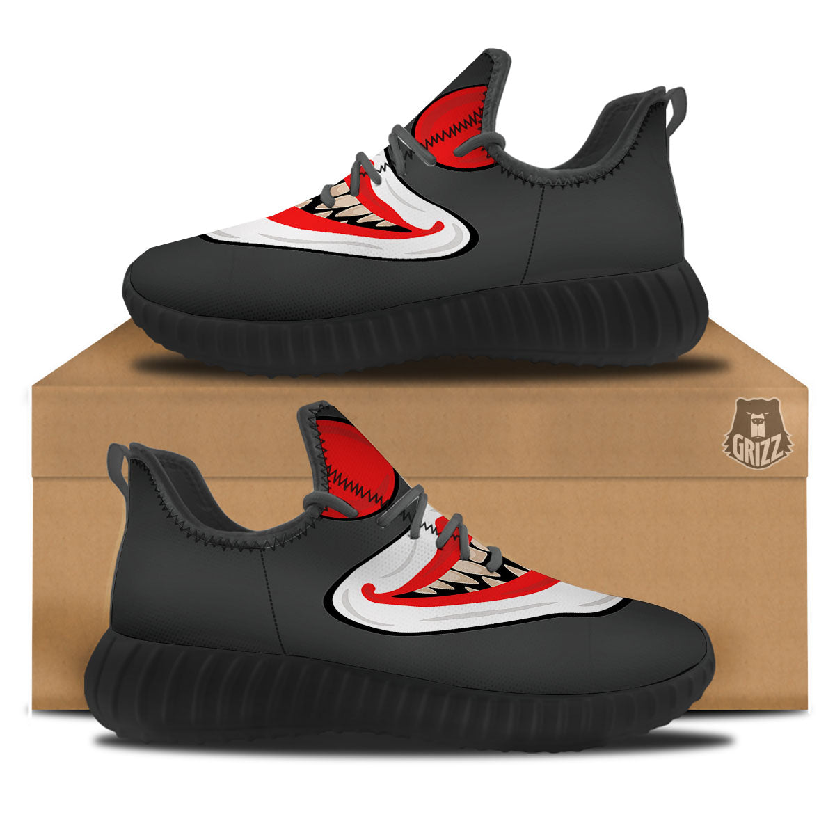 Smiling Clown Halloween Print Black Walking Shoes-grizzshop