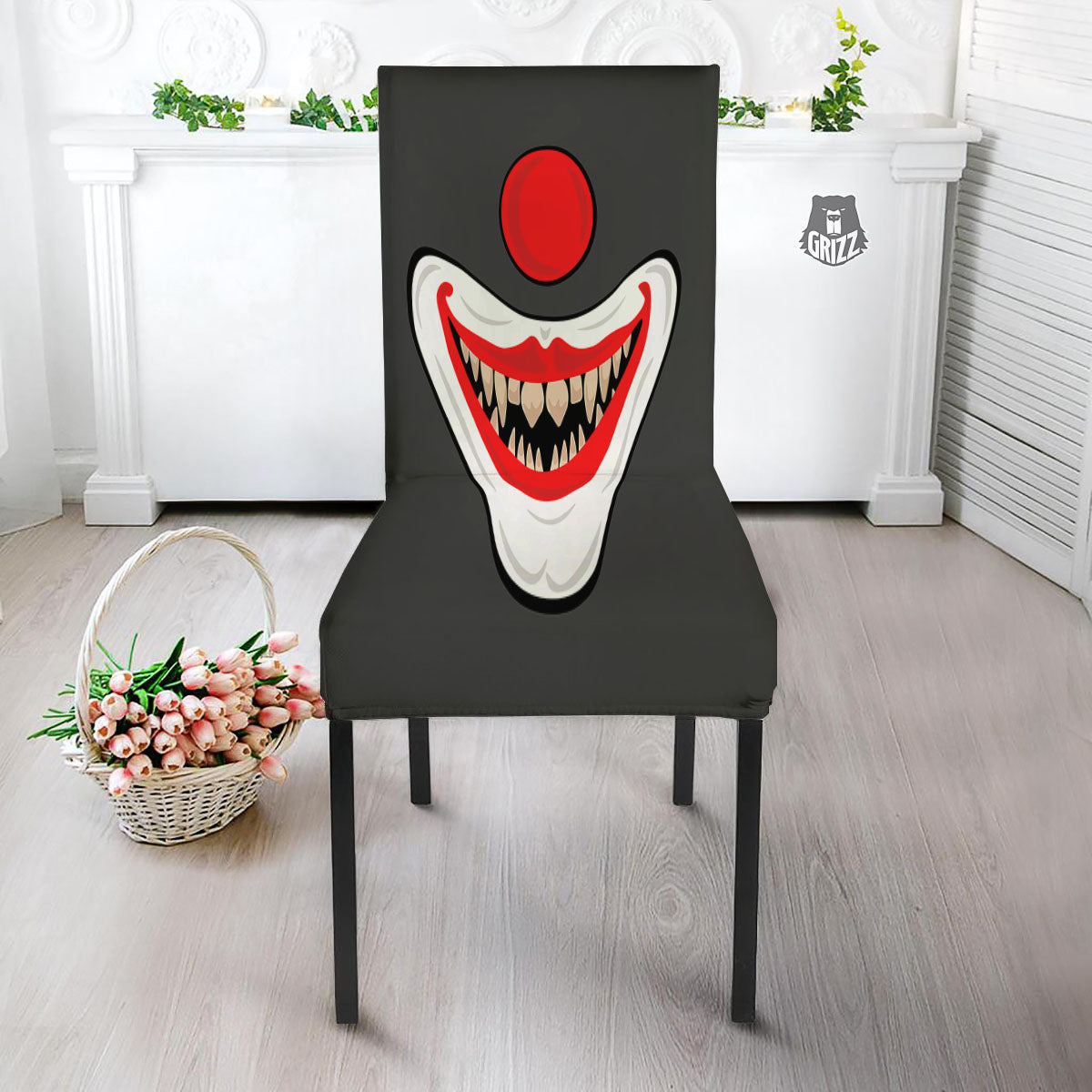 Smiling Clown Halloween Print Dining Chair Slipcover-grizzshop