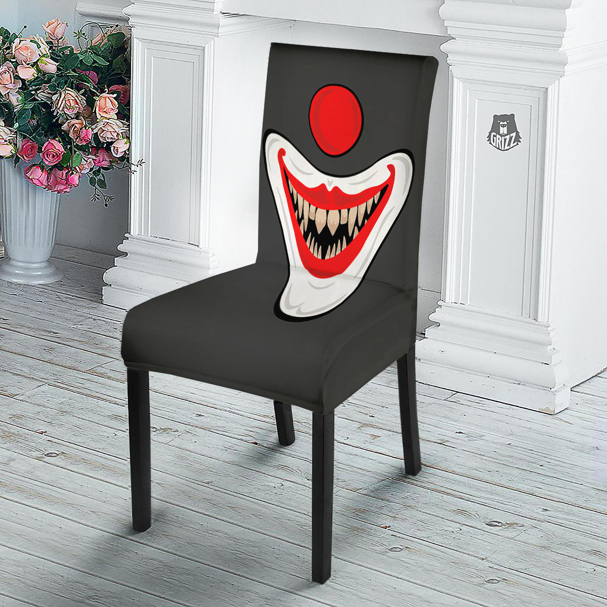 Smiling Clown Halloween Print Dining Chair Slipcover-grizzshop