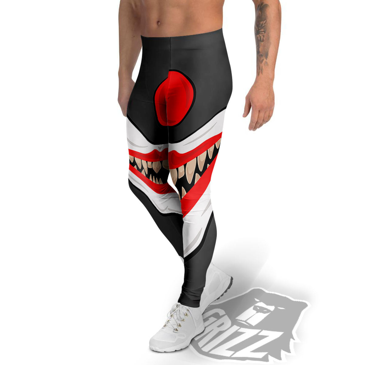 Smiling Clown Halloween Print Men's Leggings-grizzshop