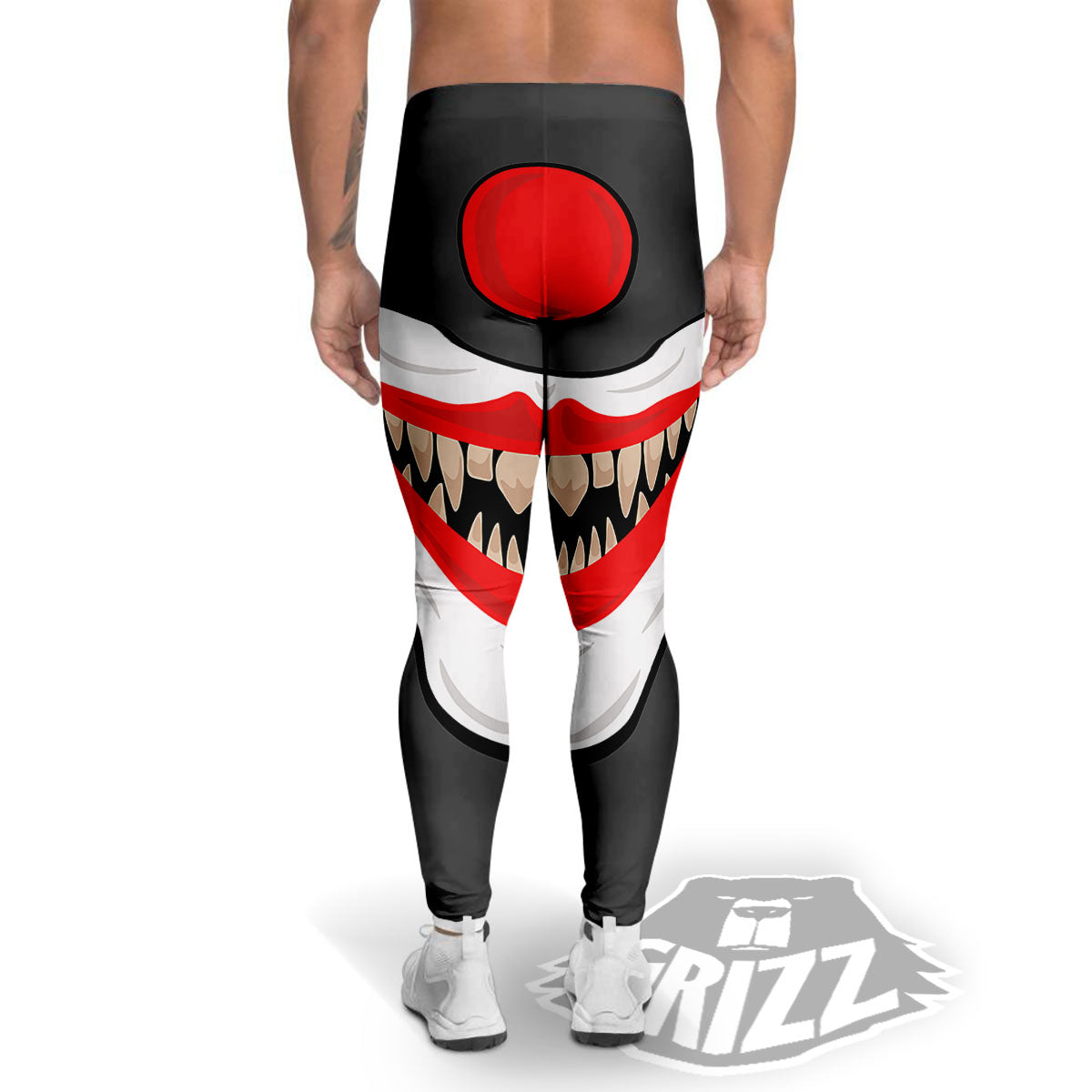 Smiling Clown Halloween Print Men's Leggings-grizzshop