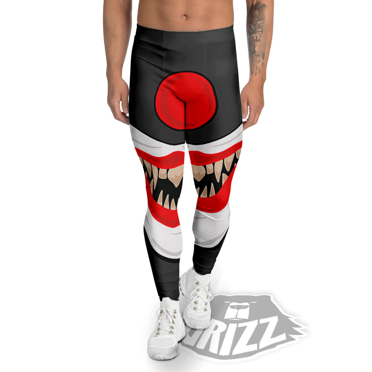 Smiling Clown Halloween Print Men's Leggings-grizzshop