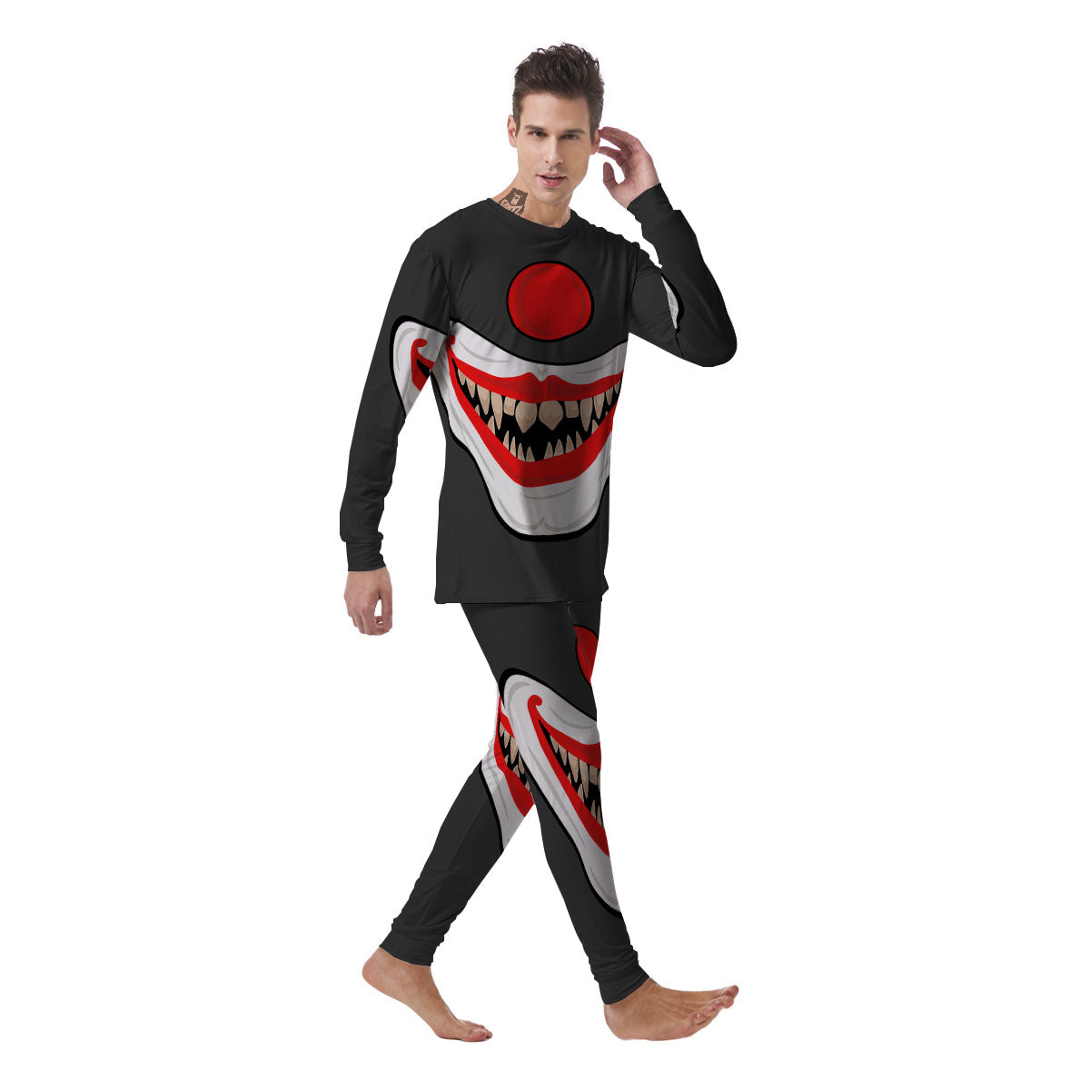 Smiling Clown Halloween Print Men's Pajamas-grizzshop