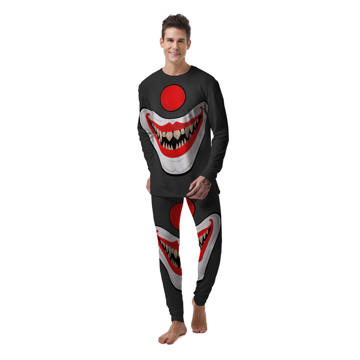 Smiling Clown Halloween Print Men's Pajamas-grizzshop