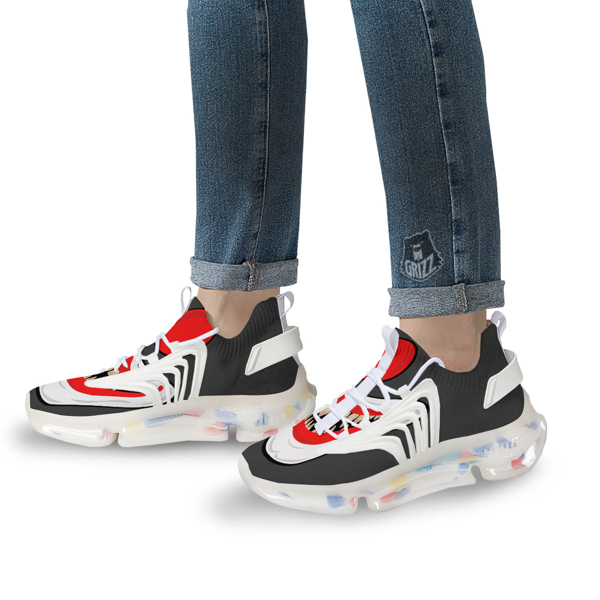 Smiling Clown Halloween Print White Gym Shoes-grizzshop