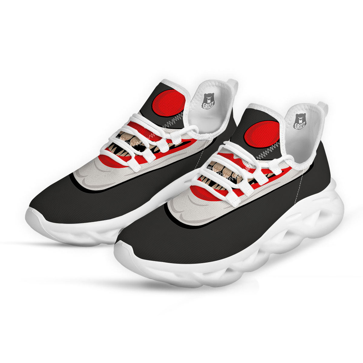 Smiling Clown Halloween Print White Running Shoes-grizzshop