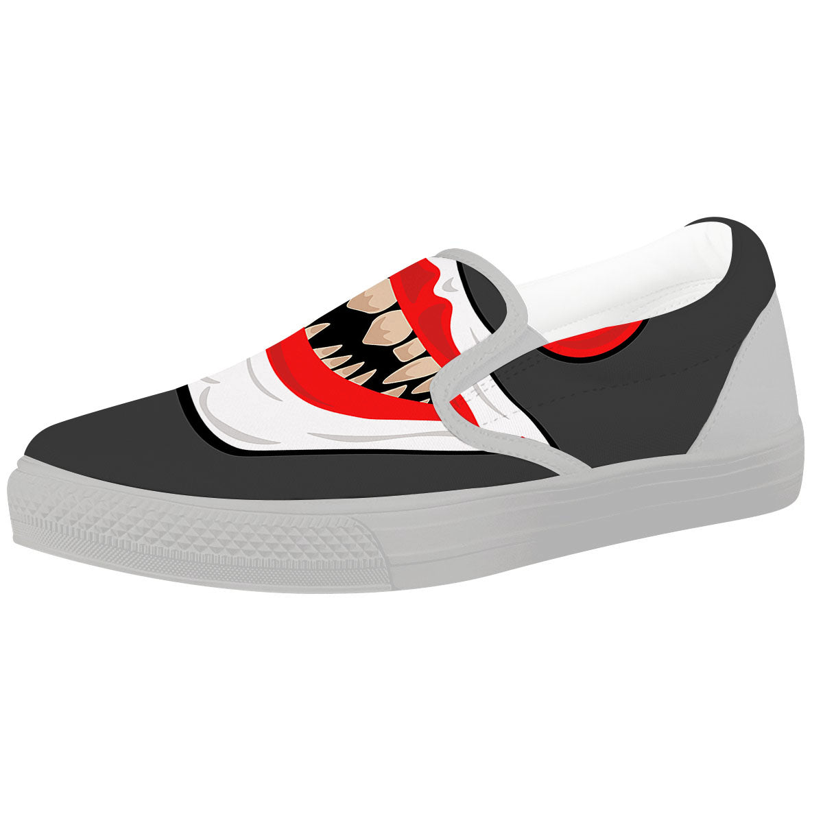 Smiling Clown Halloween Print White Slip On Shoes-grizzshop