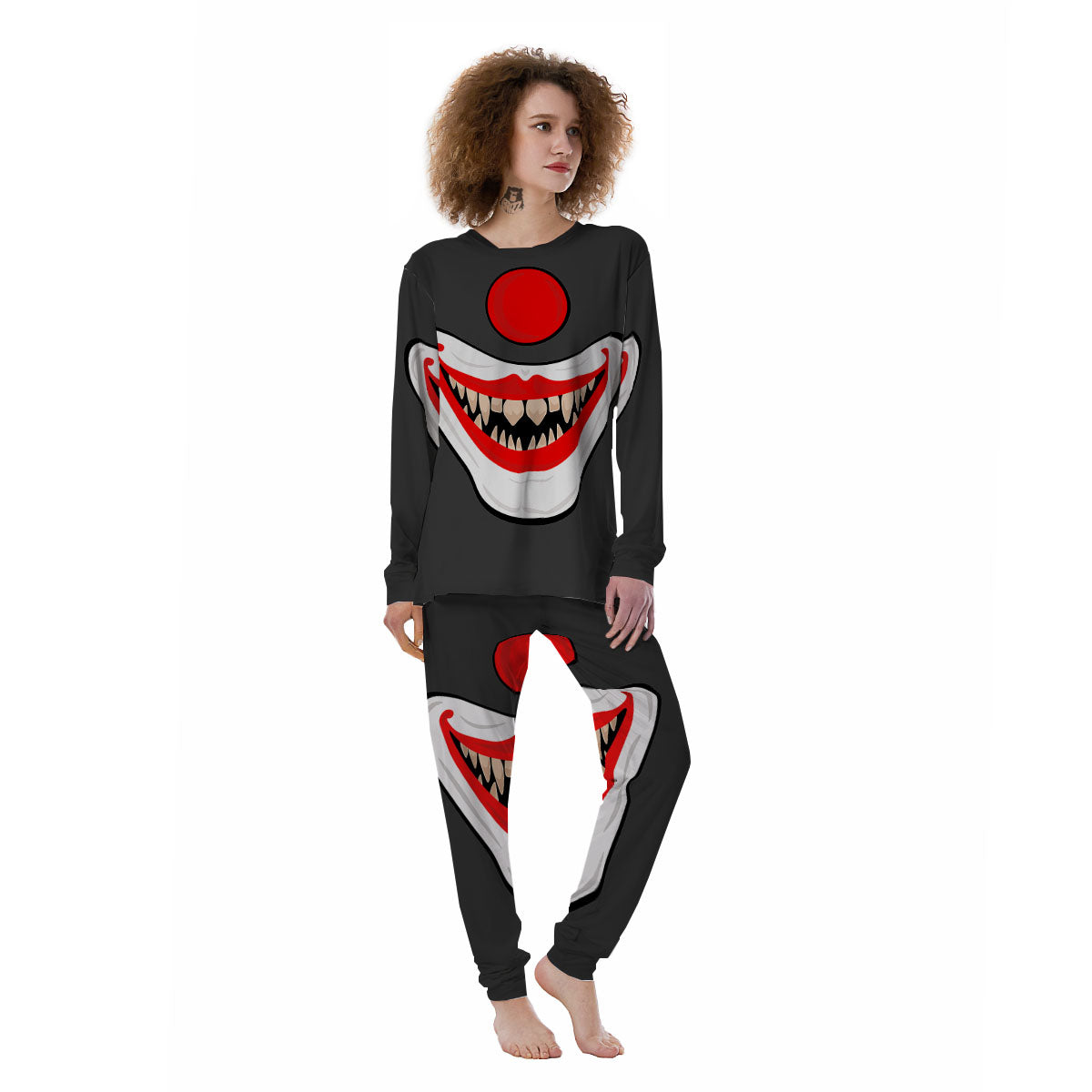 Smiling Clown Halloween Print Women's Pajamas-grizzshop