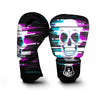 Smiling Skull Glitch Print Boxing Gloves-grizzshop