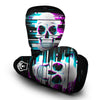 Smiling Skull Glitch Print Boxing Gloves-grizzshop