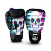 Smiling Skull Glitch Print Boxing Gloves-grizzshop