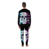 Smiling Skull Glitch Print Men's Pajamas-grizzshop