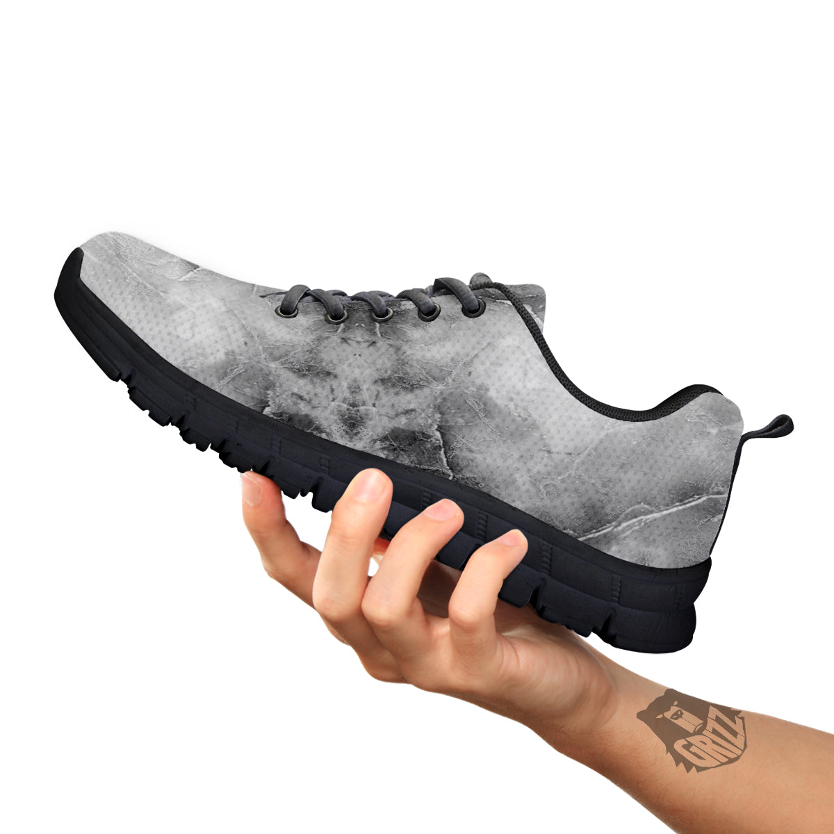 Smoke Marble White Grey Print Pattern Black Sneaker-grizzshop