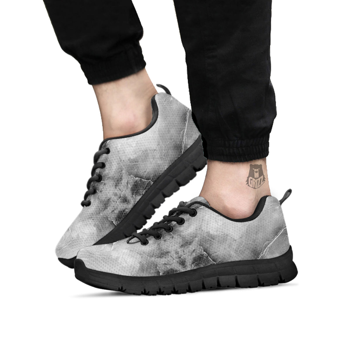 Smoke Marble White Grey Print Pattern Black Sneaker-grizzshop