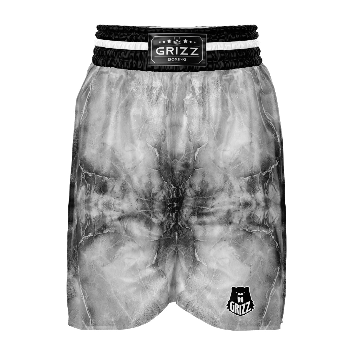 Smoke Marble White Grey Print Pattern Boxing Shorts-grizzshop