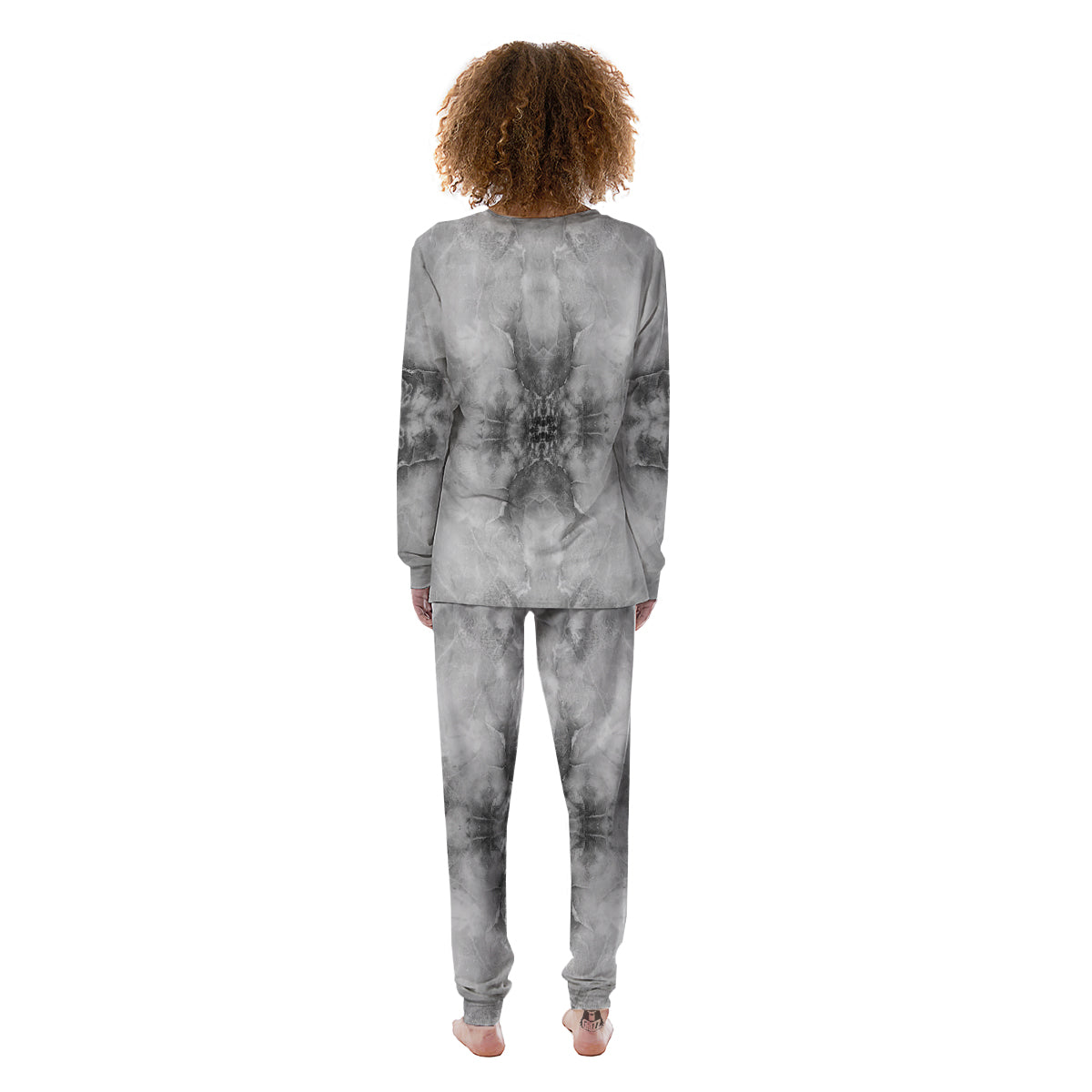 Smoke Marble White Grey Print Pattern Women's Pajamas-grizzshop