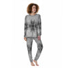 Smoke Marble White Grey Print Pattern Women's Pajamas-grizzshop