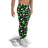 Smoke Weed Green Neon Print Pattern Men's Leggings-grizzshop