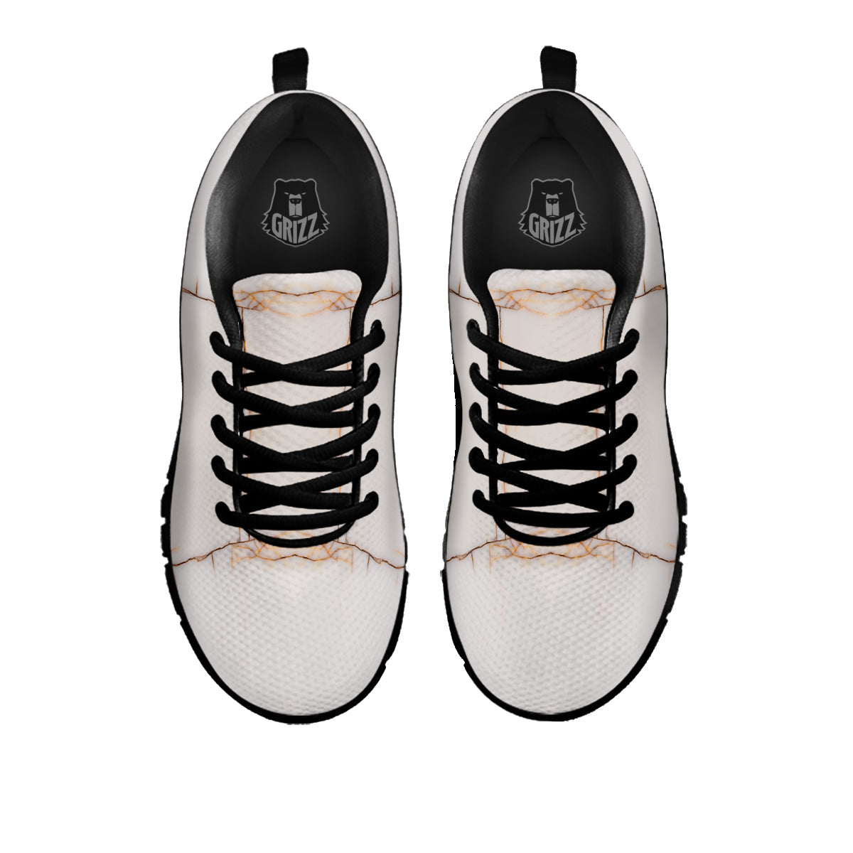 Smooth Marble White Brown Print Pattern Black Sneaker-grizzshop