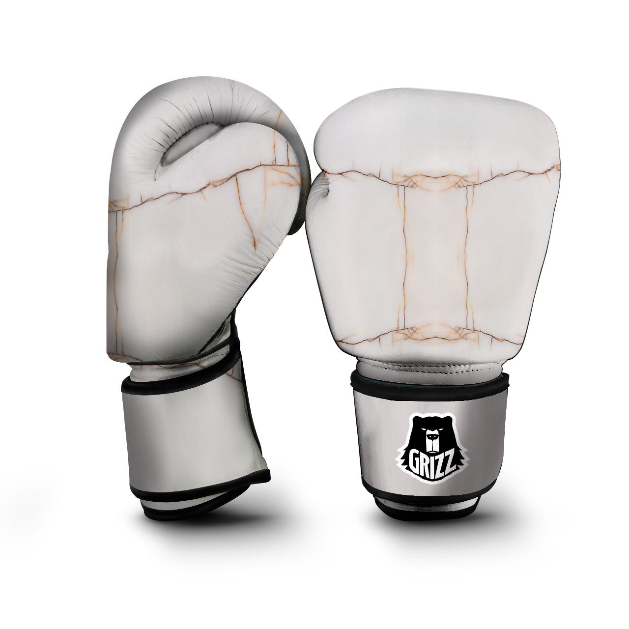 Smooth Marble White Brown Print Pattern Boxing Gloves-grizzshop