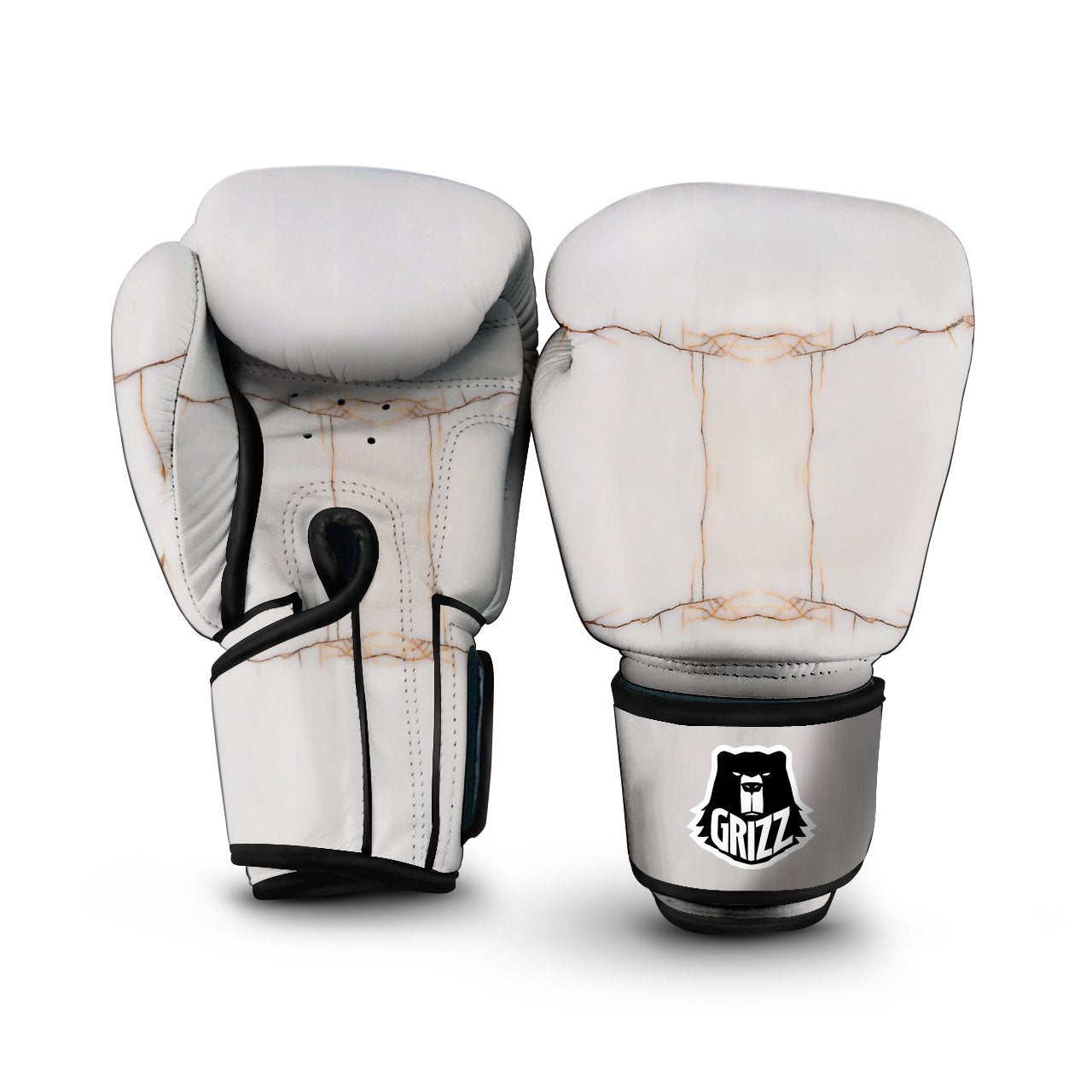 Smooth Marble White Brown Print Pattern Boxing Gloves-grizzshop