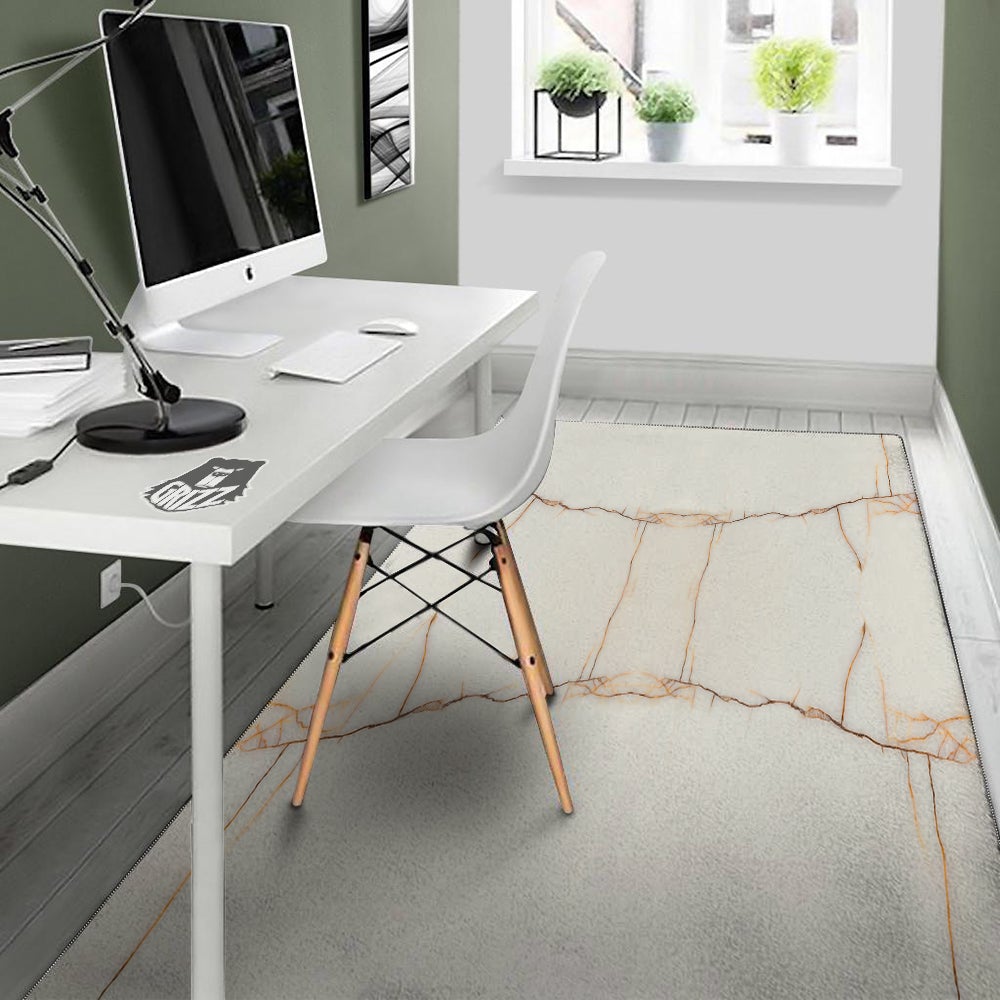 Smooth Marble White Brown Print Pattern Floor Mat-grizzshop