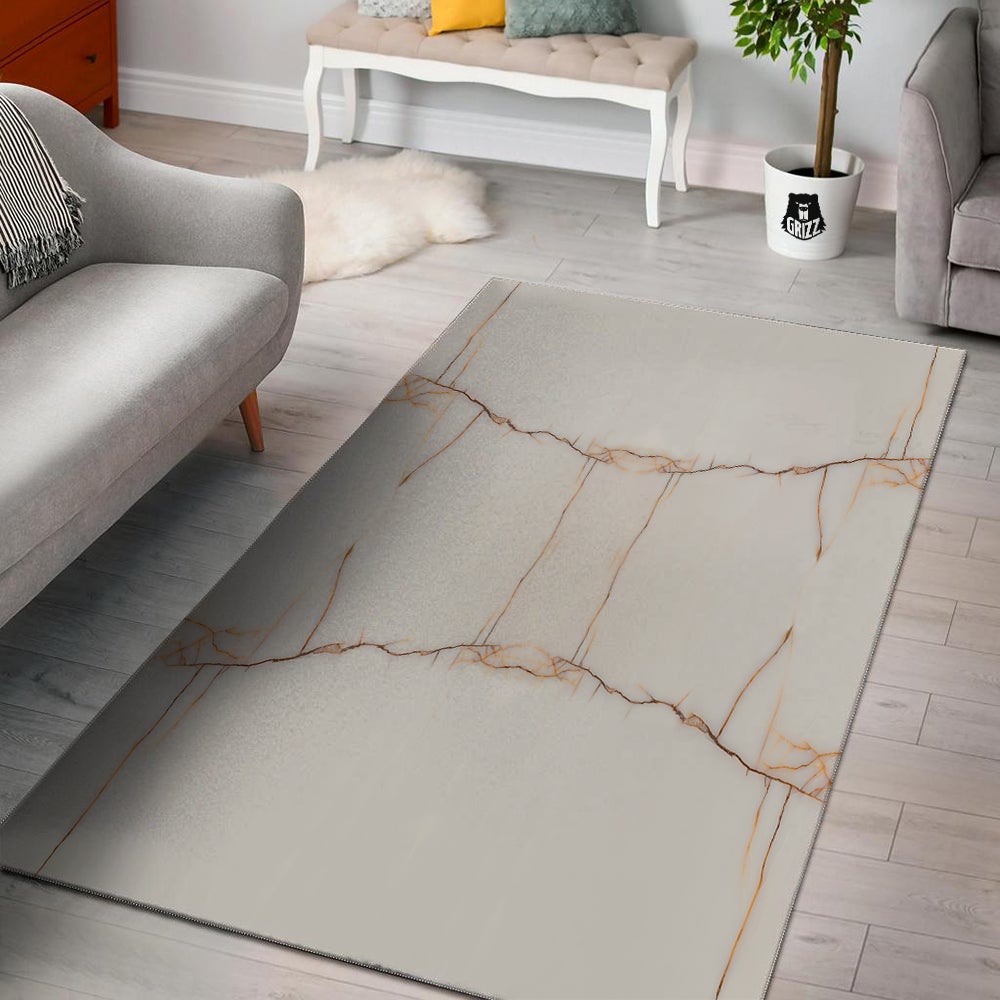 Smooth Marble White Brown Print Pattern Floor Mat-grizzshop
