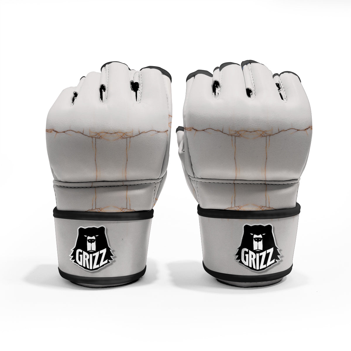 Smooth Marble White Brown Print Pattern MMA Gloves-grizzshop