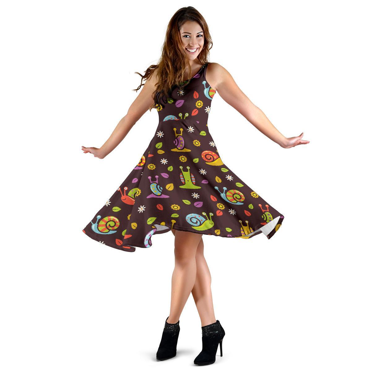 Snail Pattern Print Dress-grizzshop