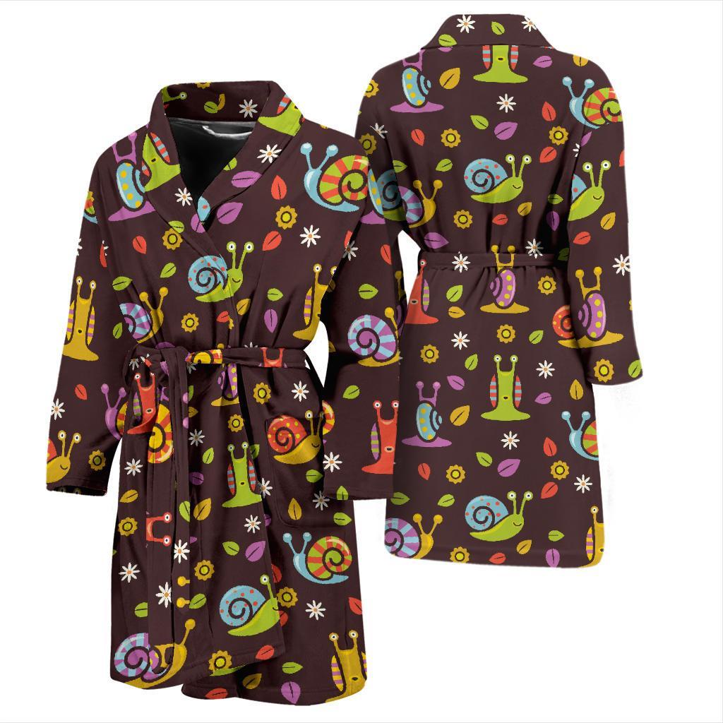 Snail Pattern Print Men Long Robe-grizzshop