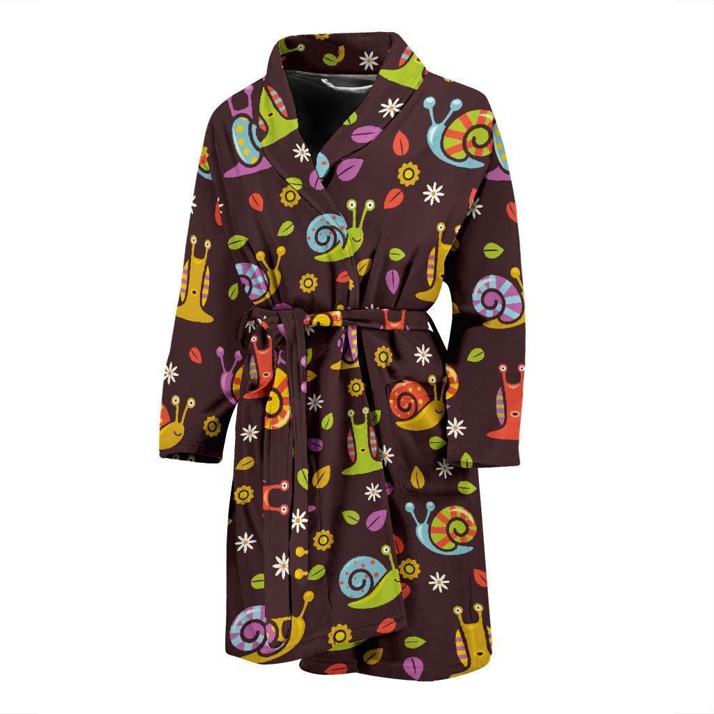 Snail Pattern Print Men Long Robe-grizzshop