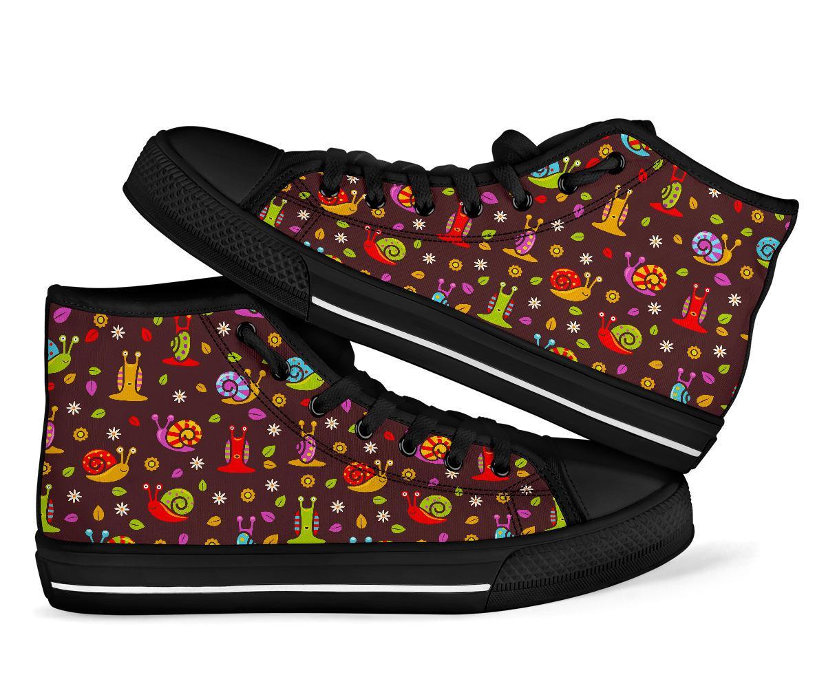 Snail Pattern Print Men Women's High Top Shoes-grizzshop